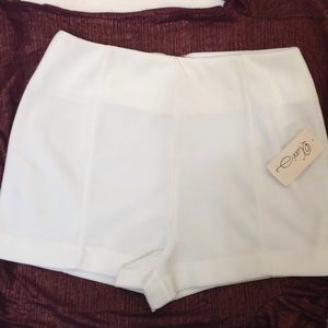 XXI Rib Knit High Waist Cream Shorts